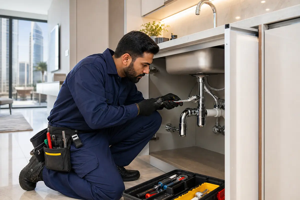 Professional home maintenance technician serving a Dubai property