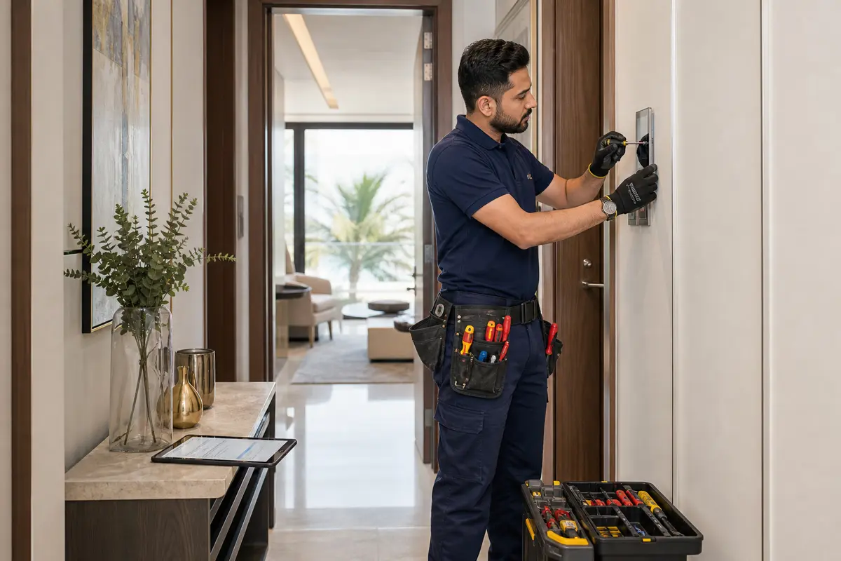 Professional home maintenance technician serving a Dubai property
