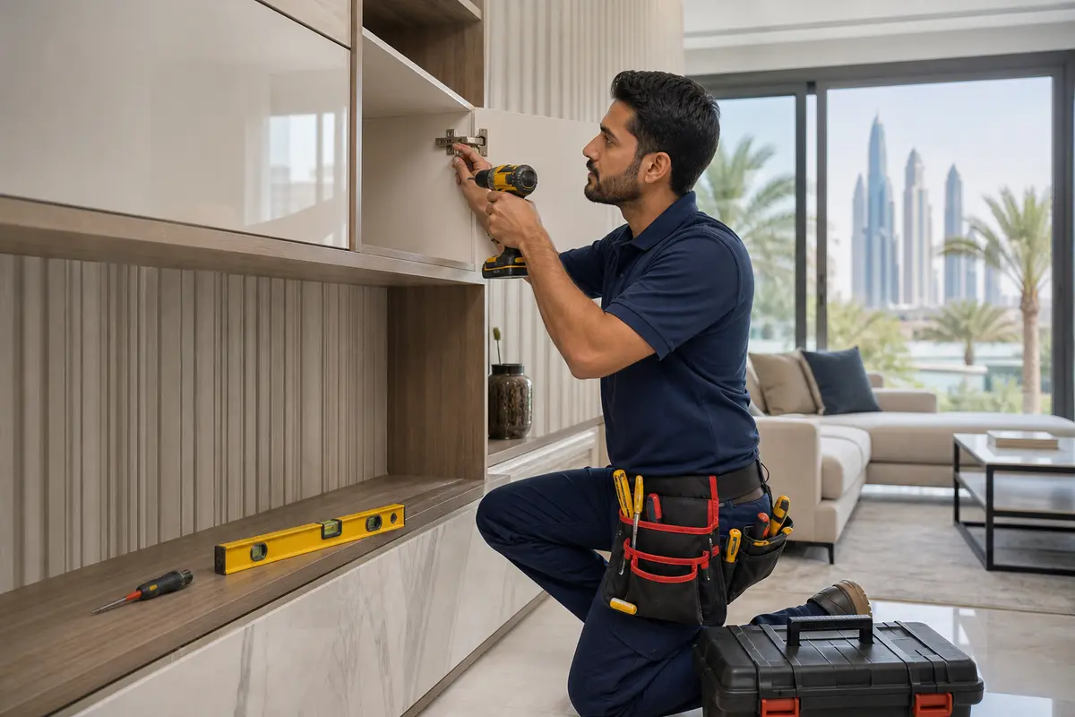 Professional handyman completing home maintenance work in Dubai